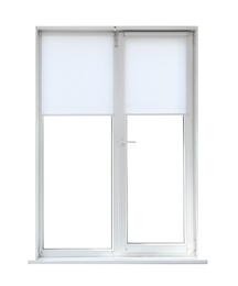 Modern closed plastic window on white background