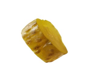 Photo of Slice of pickled cucumber isolated on white