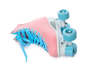 Photo of Bright stylish roller skate on white background