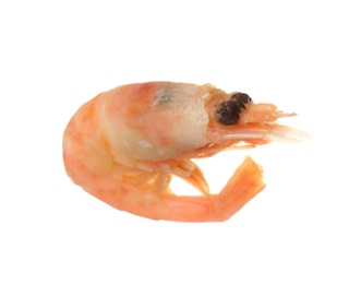 Photo of Raw shrimp on white background. Fresh seafood