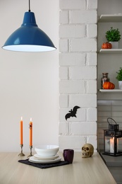 Photo of Halloween decor in room. Idea for festive interior