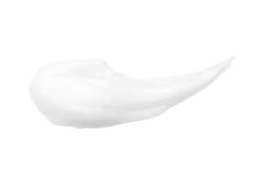 Sample of natural body cream on white background