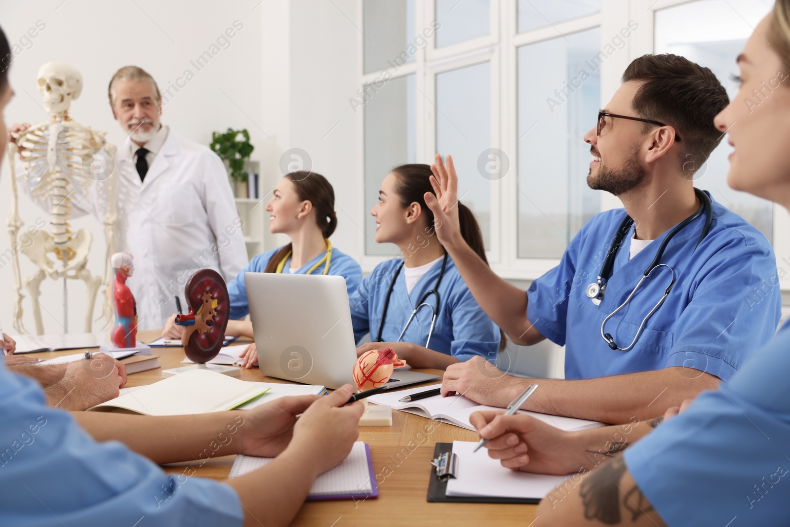 Photo of Doctor giving lecture for interns in university