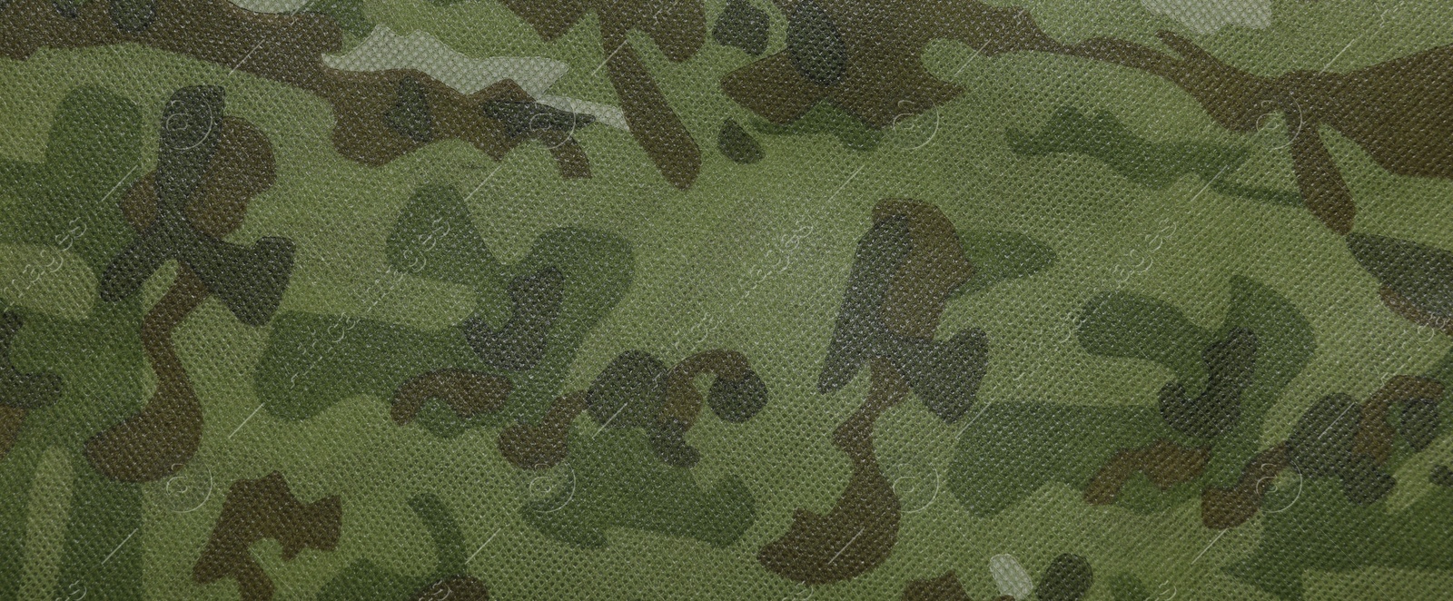 Photo of Texture of camouflage fabric as background, top view