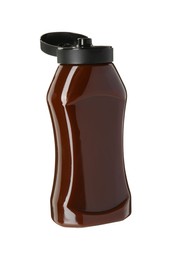 Photo of Tasty barbecue sauce in bottle isolated on white