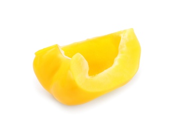 Photo of Slice of yellow bell pepper isolated on white