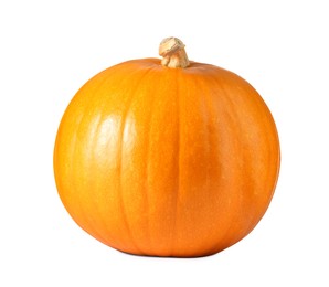 One fresh orange pumpkin isolated on white