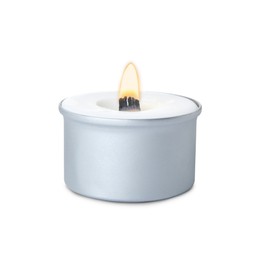 Photo of Aromatic candle with wooden wick isolated on white