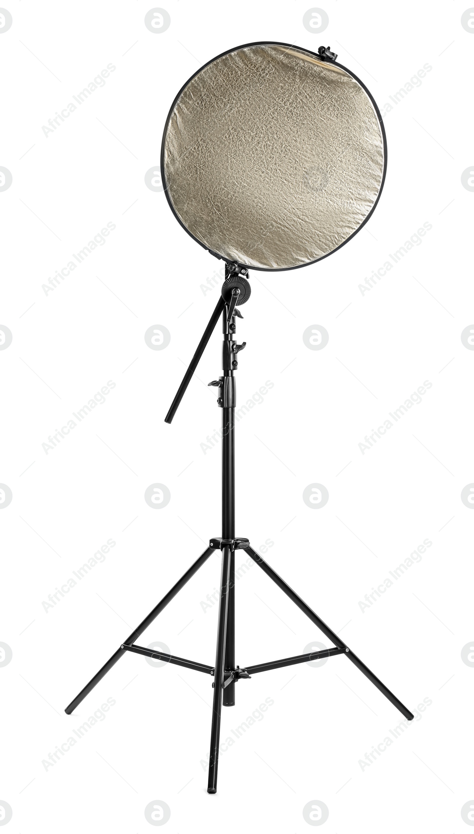 Photo of Tripod with studio reflector isolated on white. Professional photographer's equipment