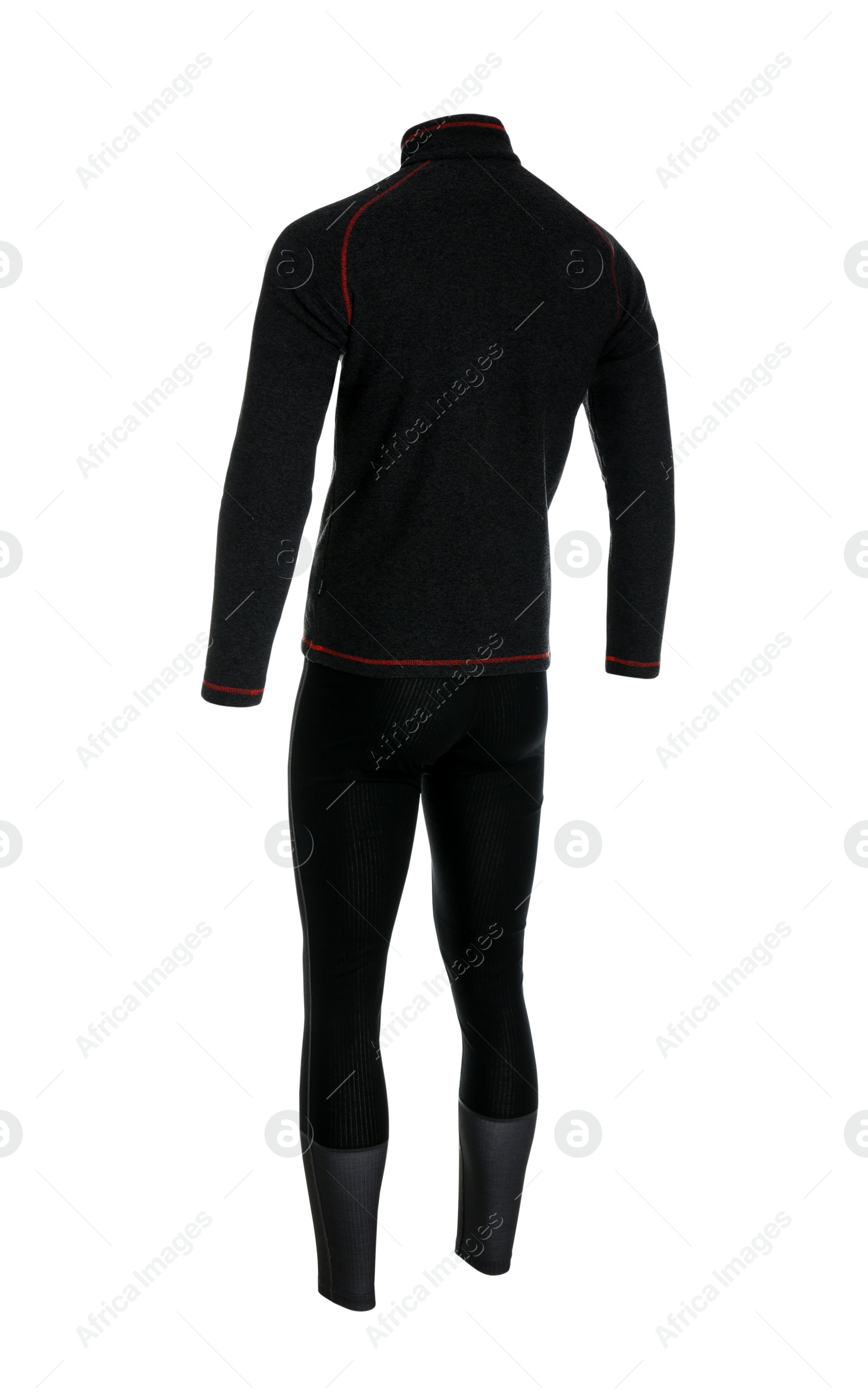 Photo of Thermal underwear set isolated on white. Winter sport clothes