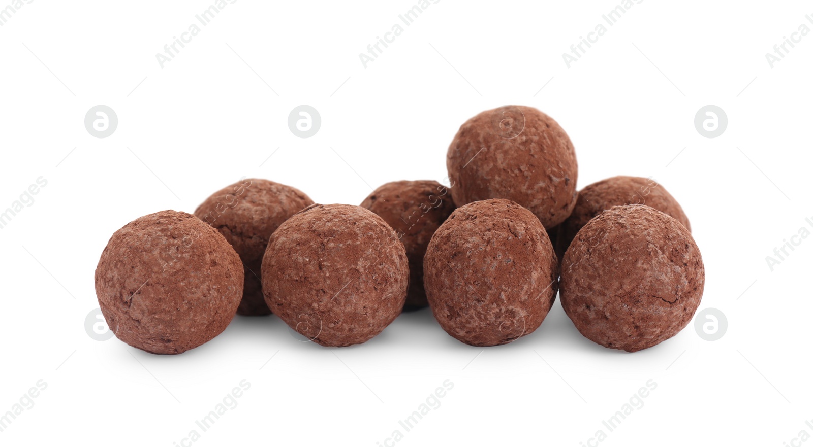 Photo of Tasty sweet chocolate candies isolated on white