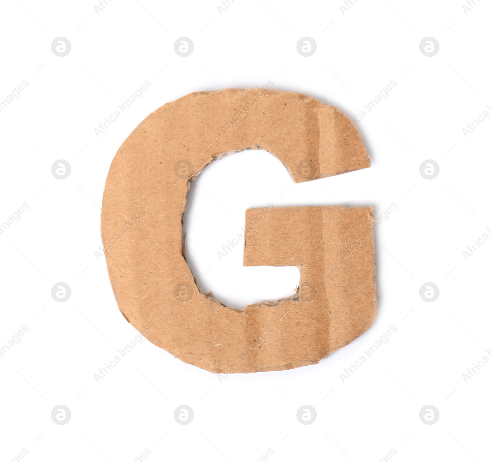 Photo of Letter G made of cardboard on white background