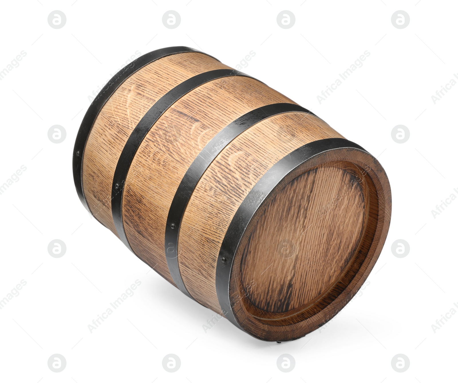 Photo of One traditional wooden barrel isolated on white