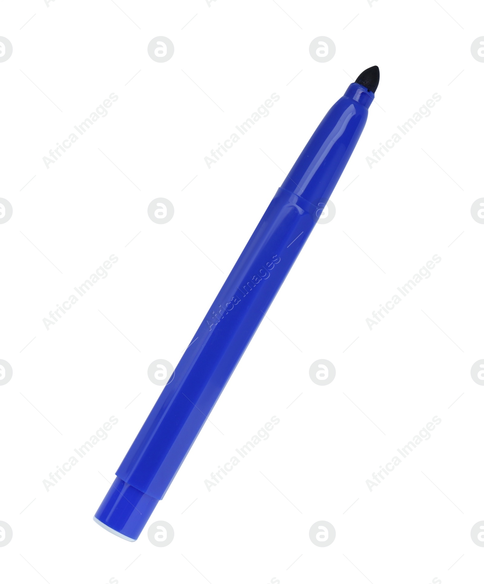 Photo of Blue marker isolated on white, top view