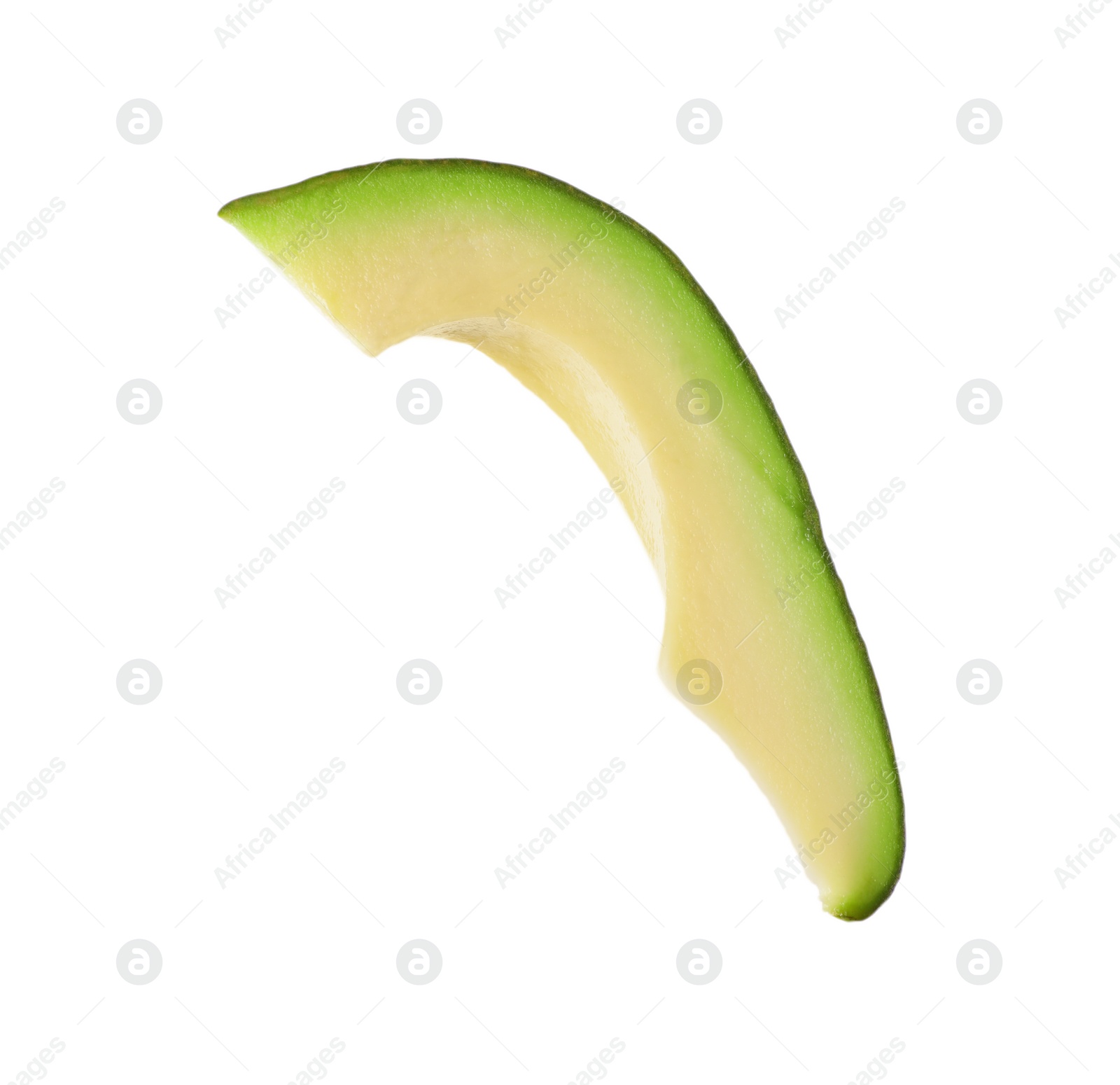 Photo of Slice of ripe avocado isolated on white