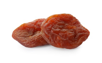 Photo of Tasty dried apricots isolated on white. Healthy snack