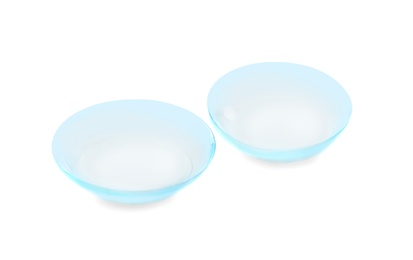 Photo of Contact lenses on white background