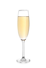 Photo of Elegant flute of champagne isolated on white