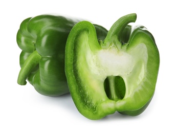 Photo of Raw ripe paprika peppers on white background