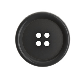 Dark plastic sewing button isolated on white