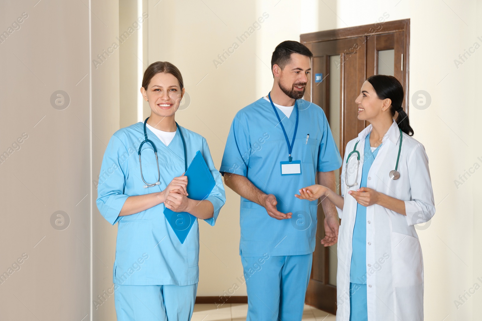 Photo of Group of doctors in hospital. Medical service