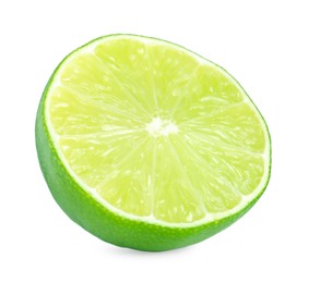 Half of fresh green ripe lime isolated on white