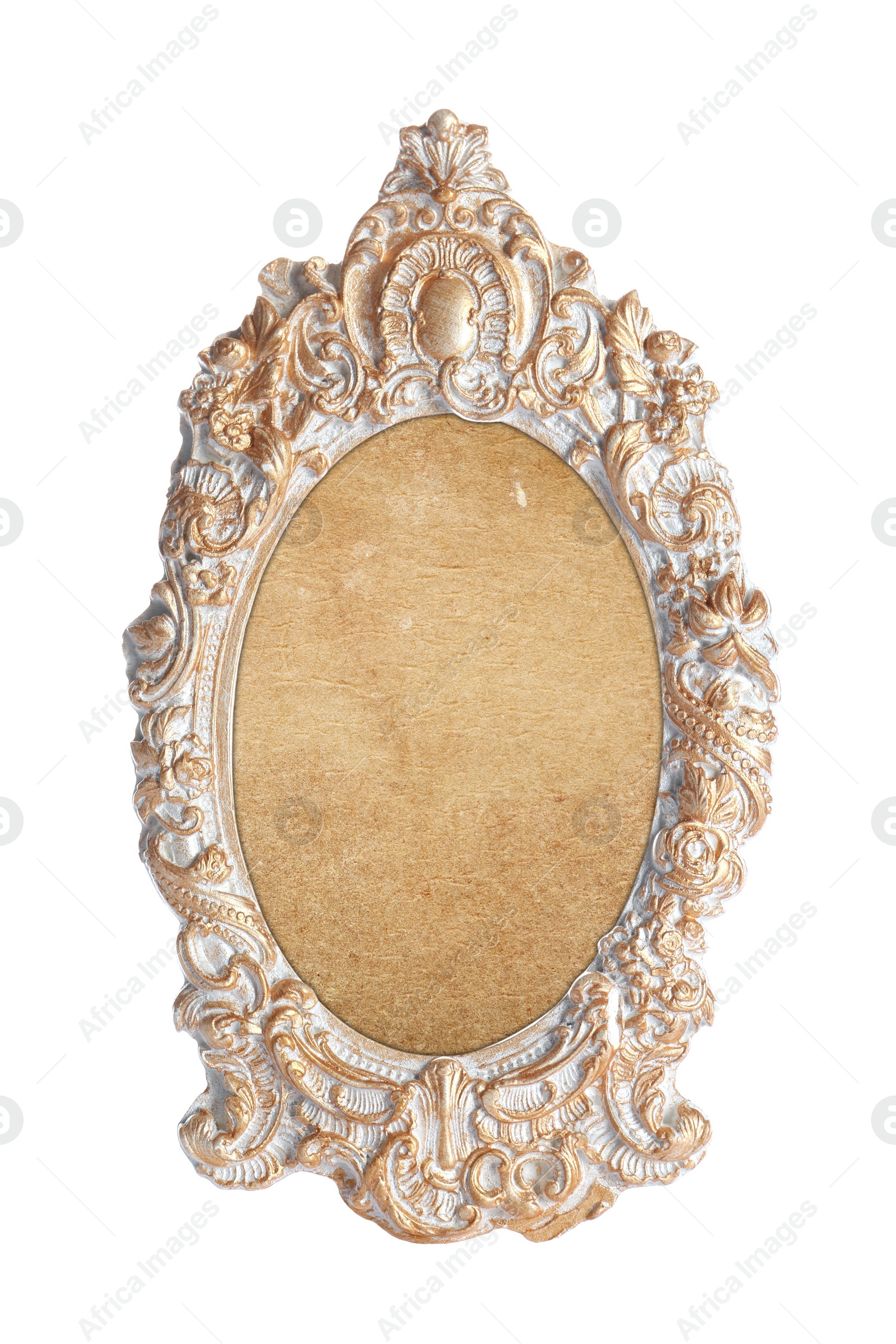 Image of Beautiful empty vintage frame isolated on white