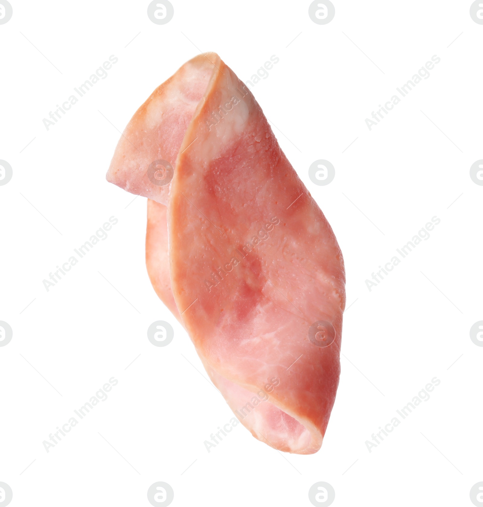 Photo of Slice of delicious ham isolated on white