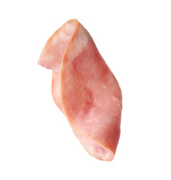 Photo of Slice of delicious ham isolated on white