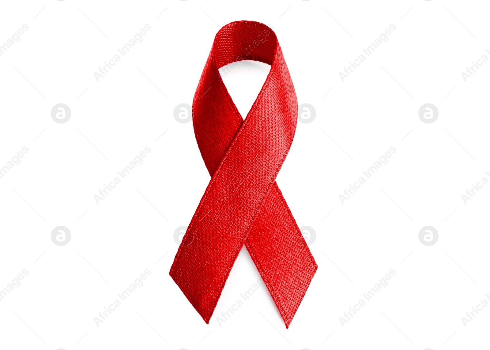 Image of Red ribbon isolated on white. World Cancer Day