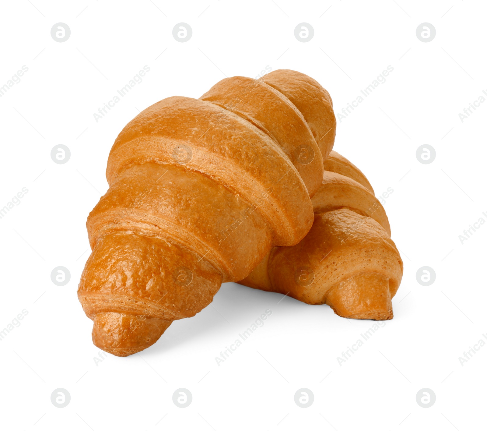 Photo of Delicious croissants isolated on white. Freshly baked pastries