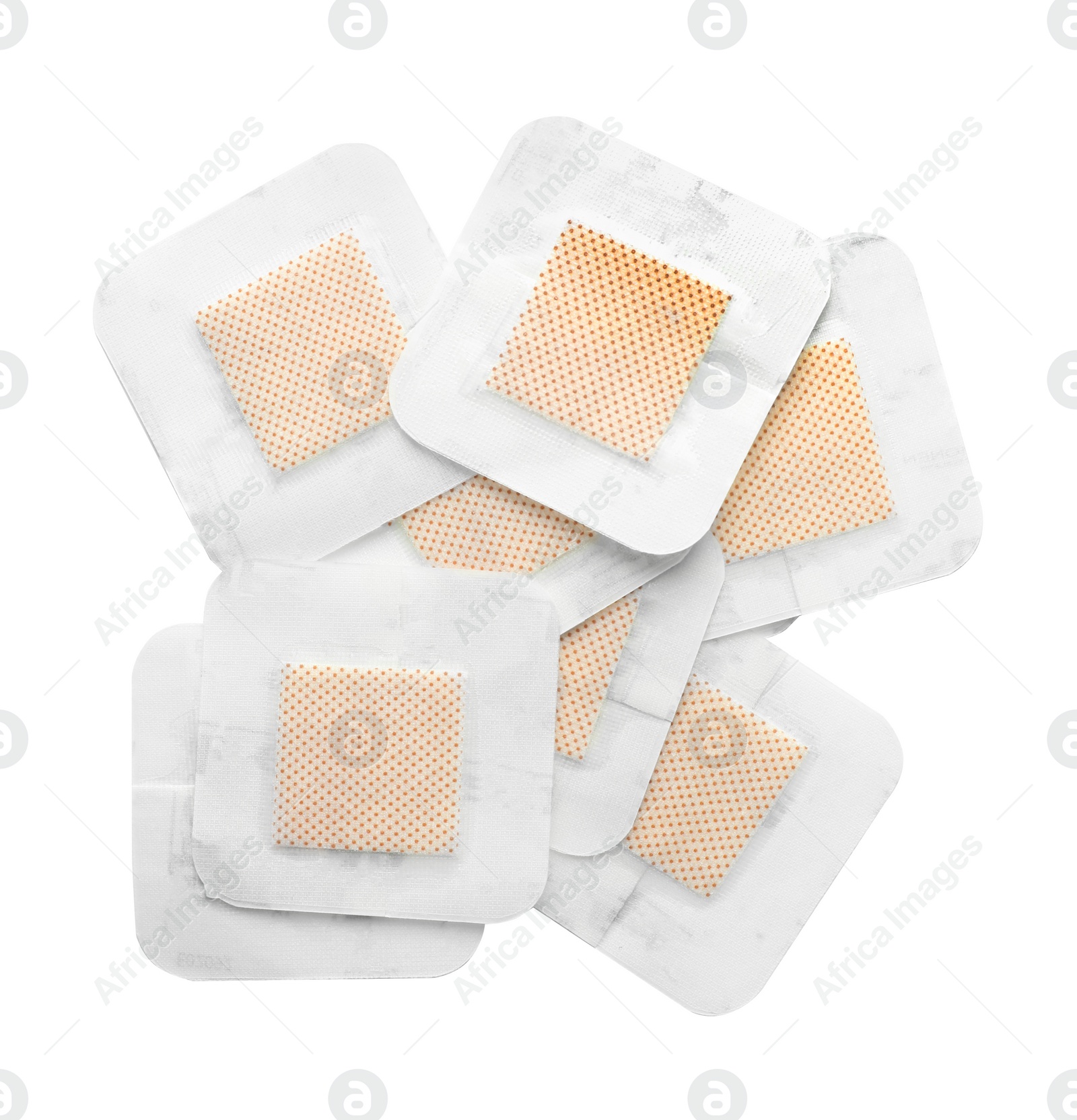 Medical sticking plasters isolated on white. First aid item Photo of Medical sticking plasters isolated on white. First aid item