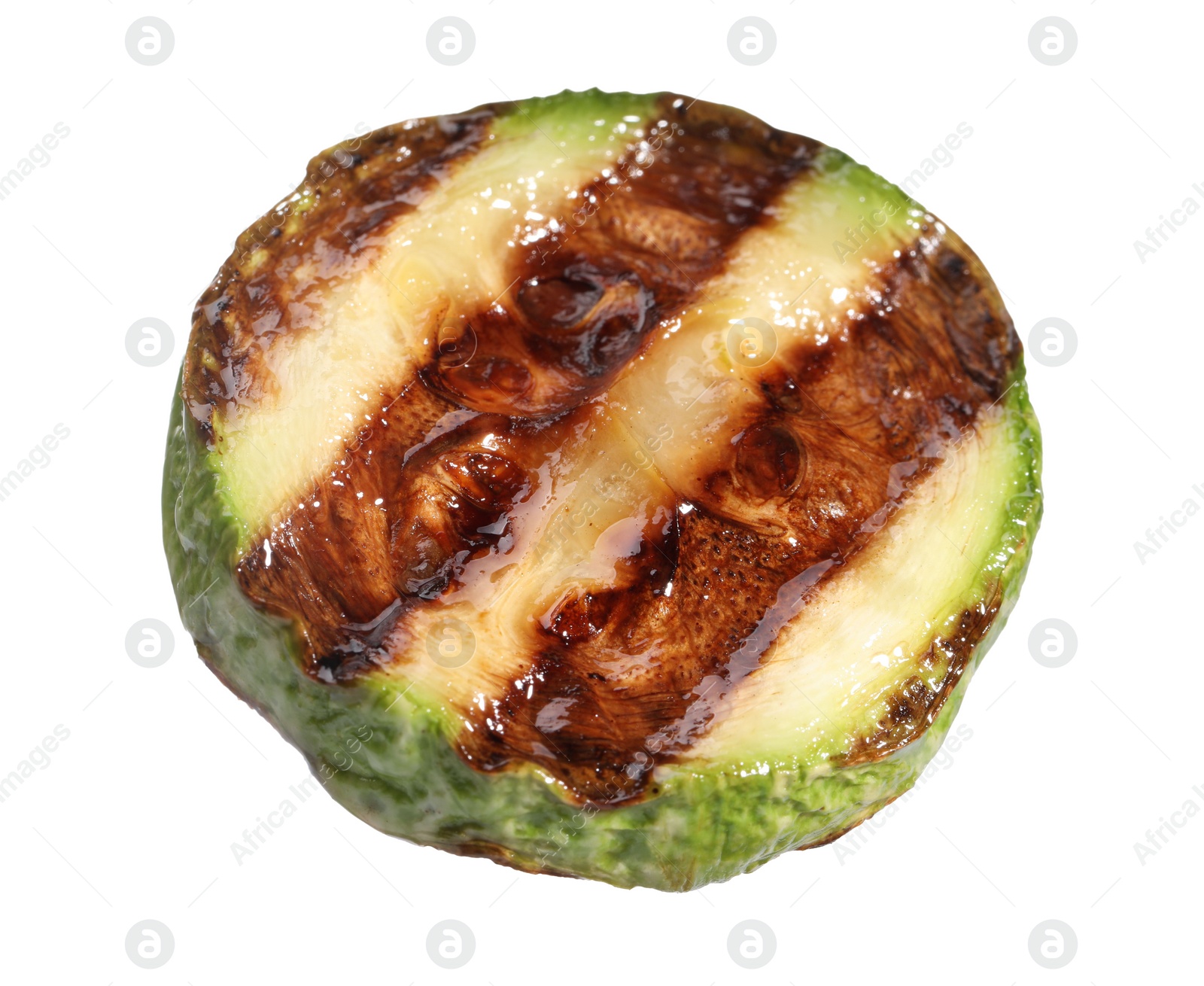 Photo of Slice of delicious grilled zucchini isolated on white