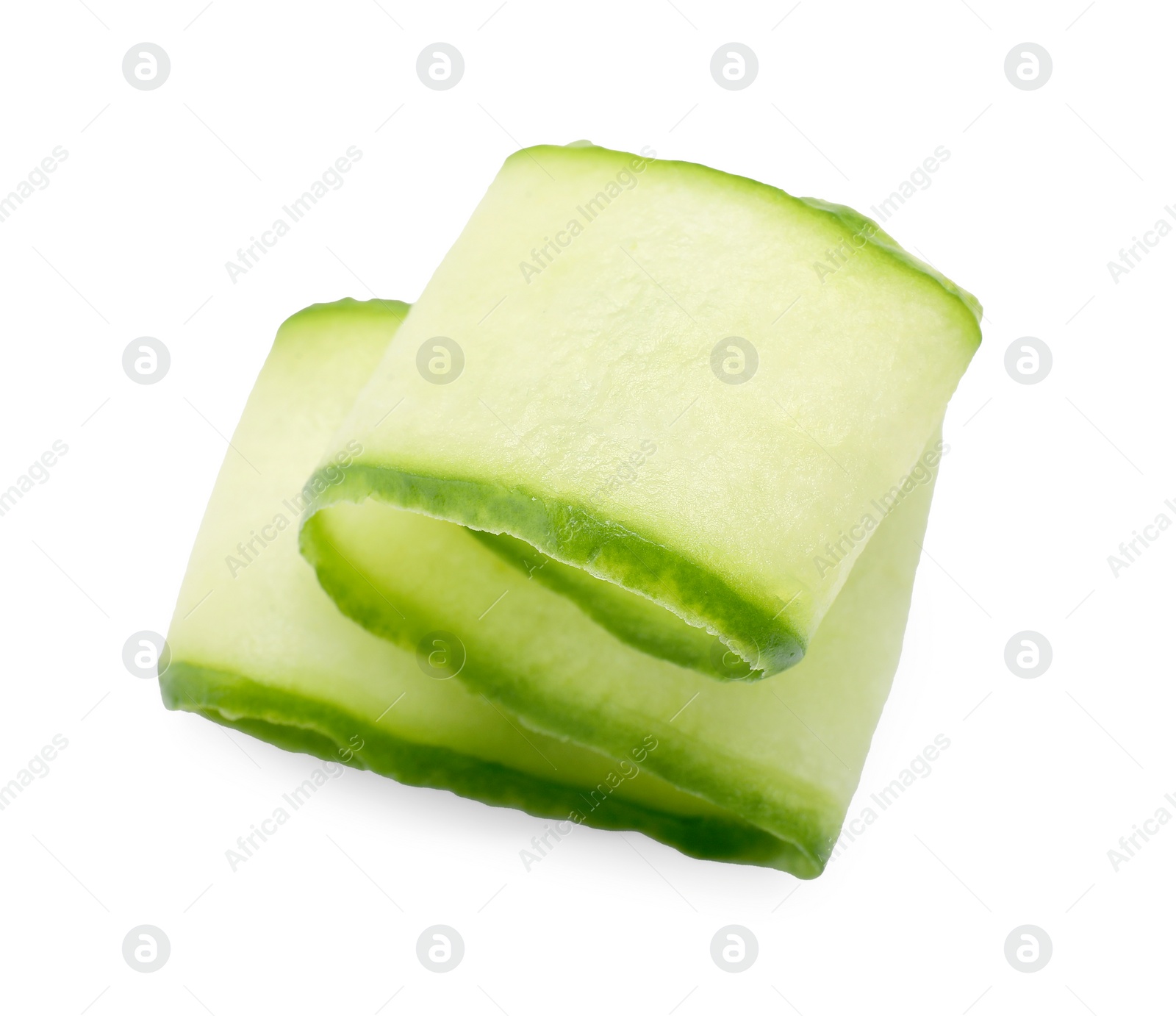 Photo of Slice of fresh cucumber isolated on white