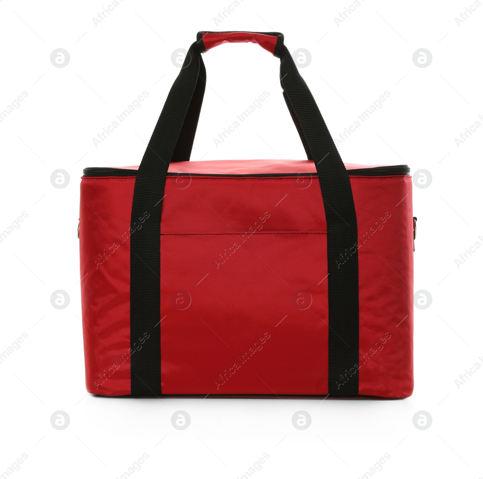 Photo of Modern red thermo bag isolated on white