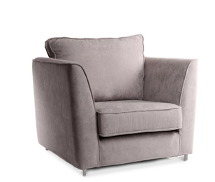 Photo of Comfortable armchair on white background. Interior element