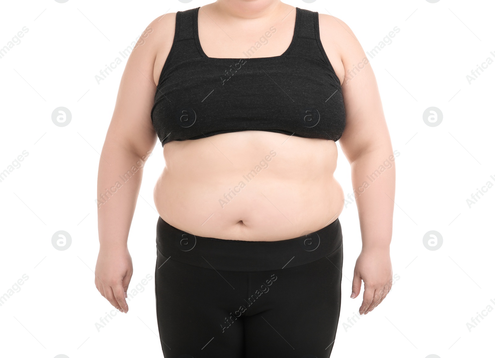 Photo of Overweight woman on white background