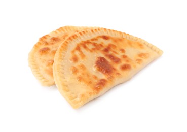 Photo of Delicious fried chebureki with cheese isolated on white