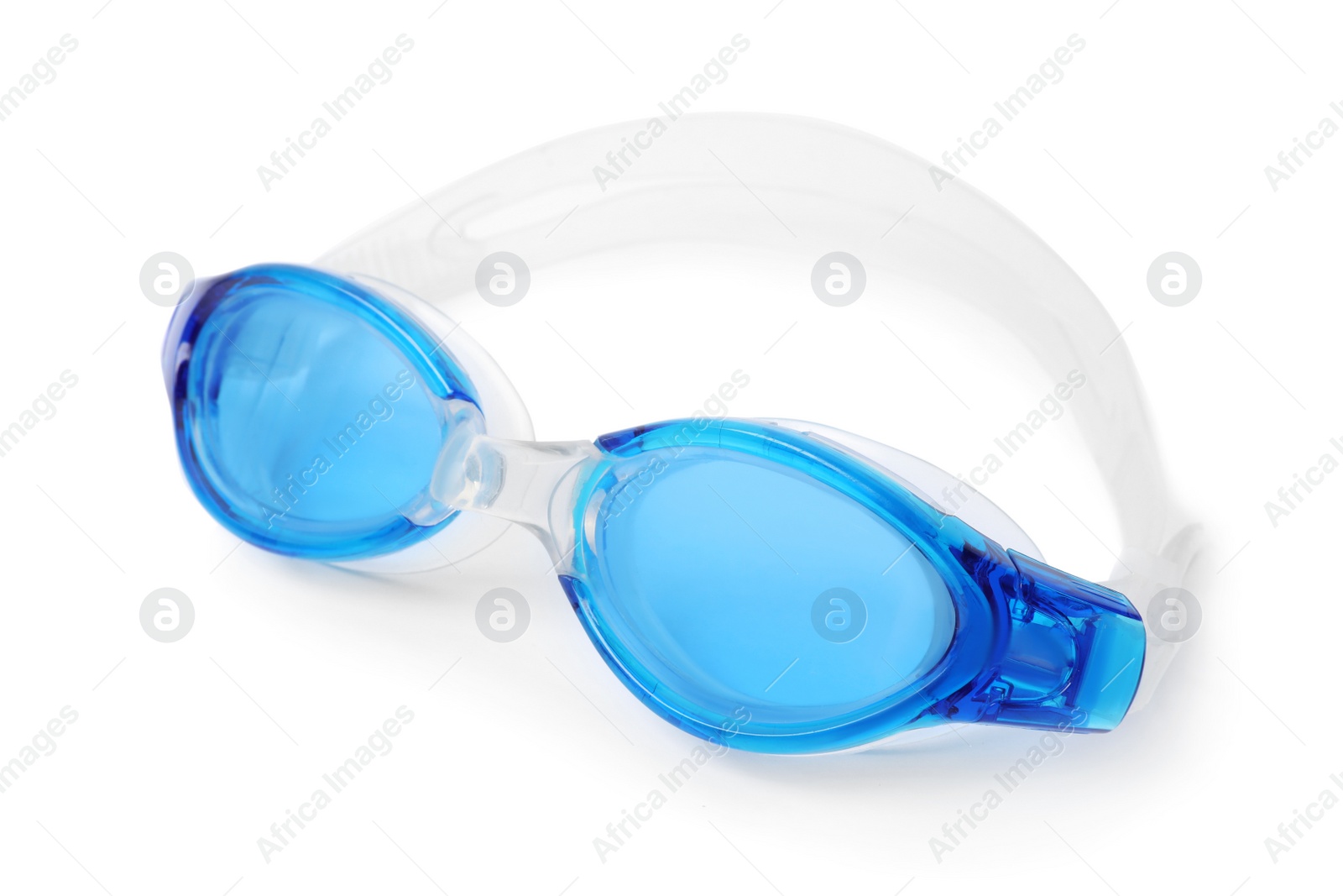 Photo of Swim goggles on white background. Beach object