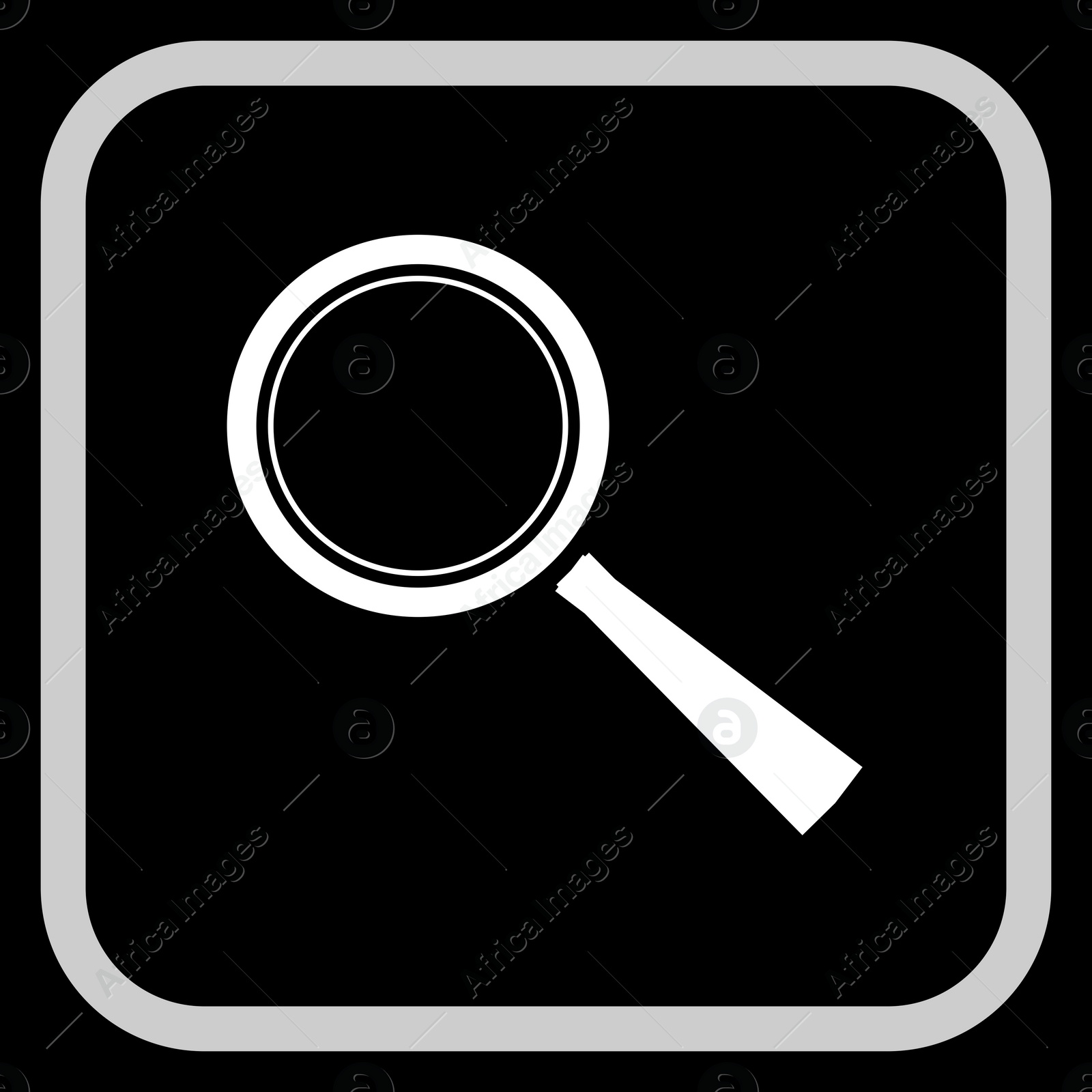 Image of Magnifying glass in frame, illustration on black background