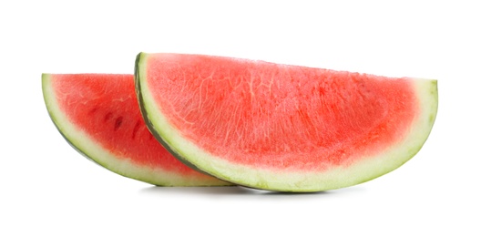 Slices of delicious ripe watermelon isolated on white