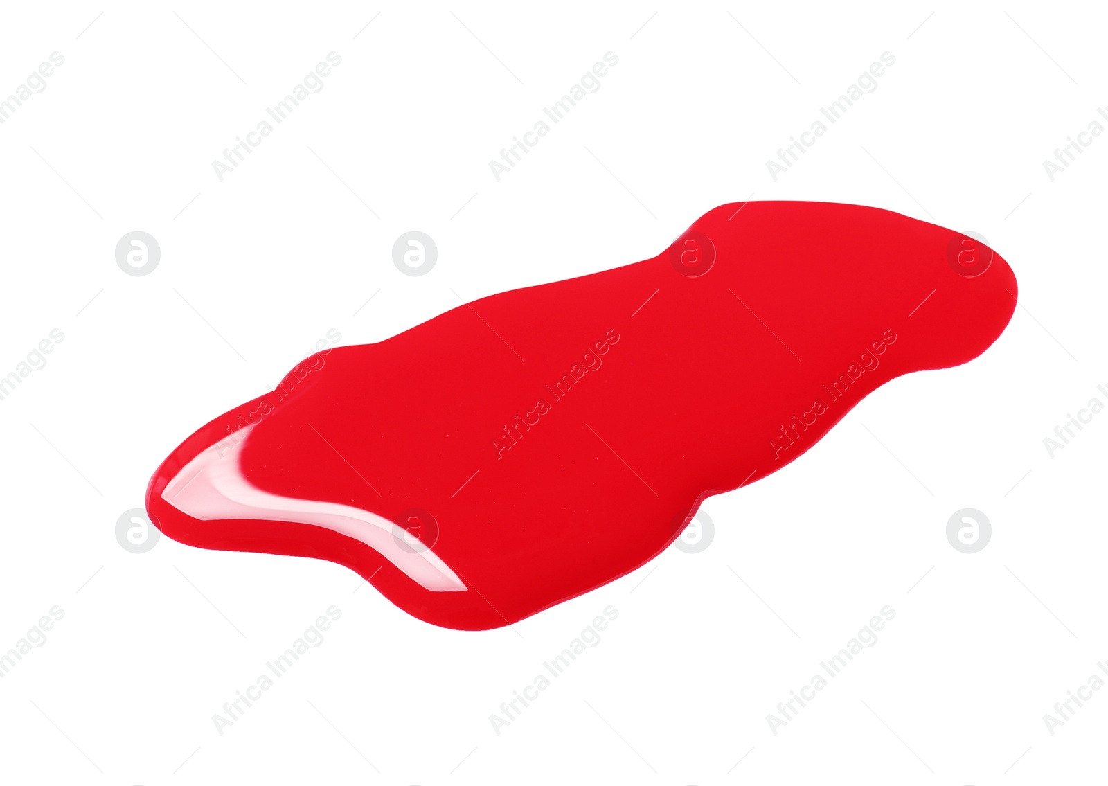 Photo of Red nail polish stain on white background