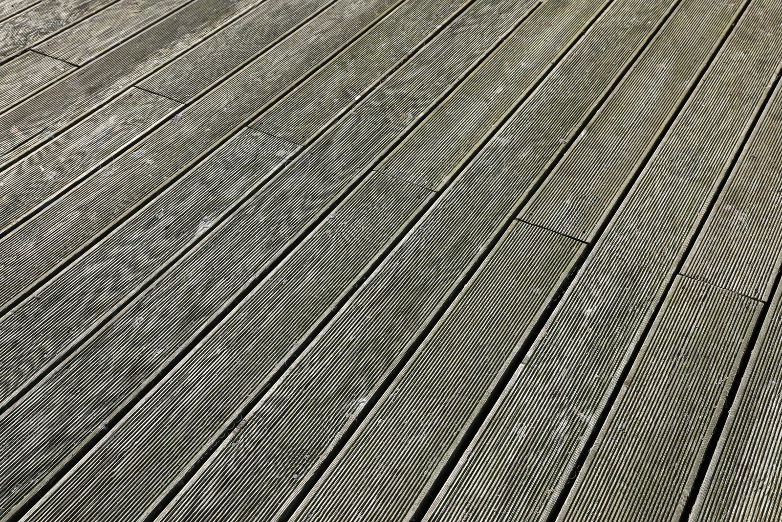 Photo of Texture of wooden terrace as background, closeup view