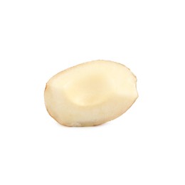 Photo of Piece of tasty organic hazelnut on white background