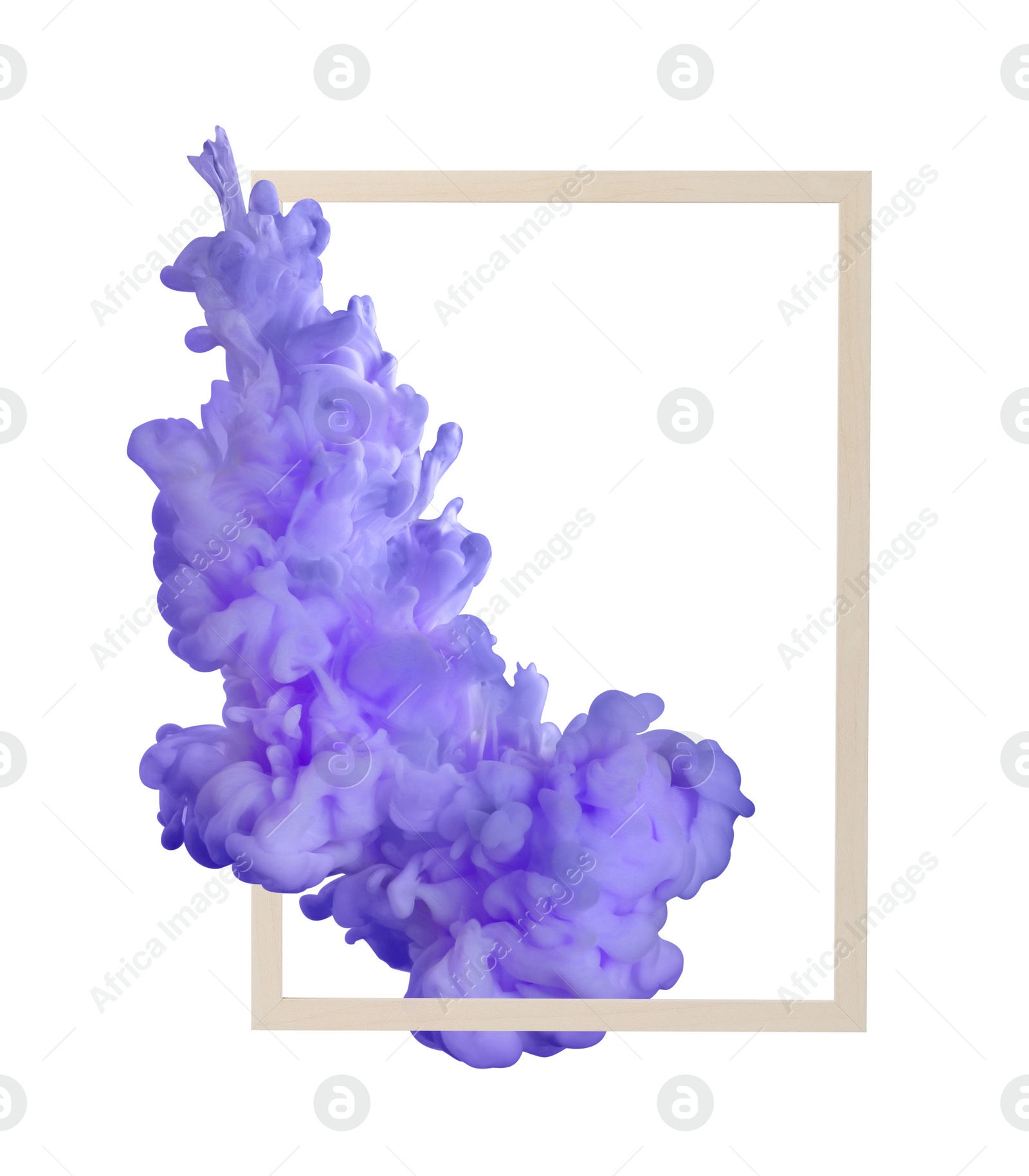 Image of Splash of purple ink and frame on white background