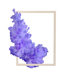 Image of Splash of purple ink and frame on white background