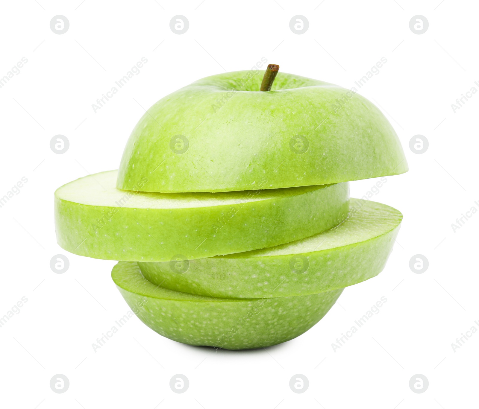 Photo of Sliced ripe green apple isolated on white