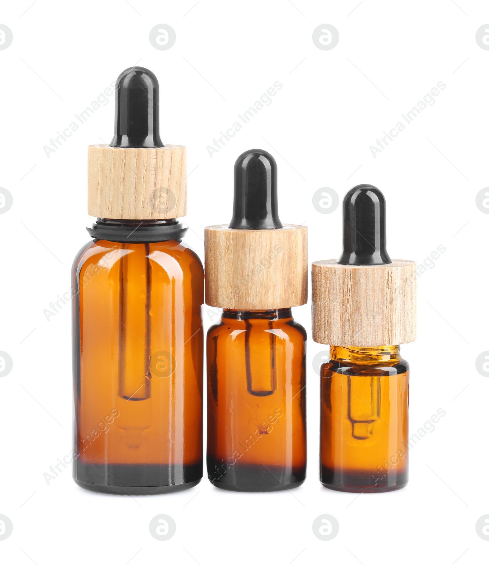 Photo of Glass bottles of tincture isolated on white