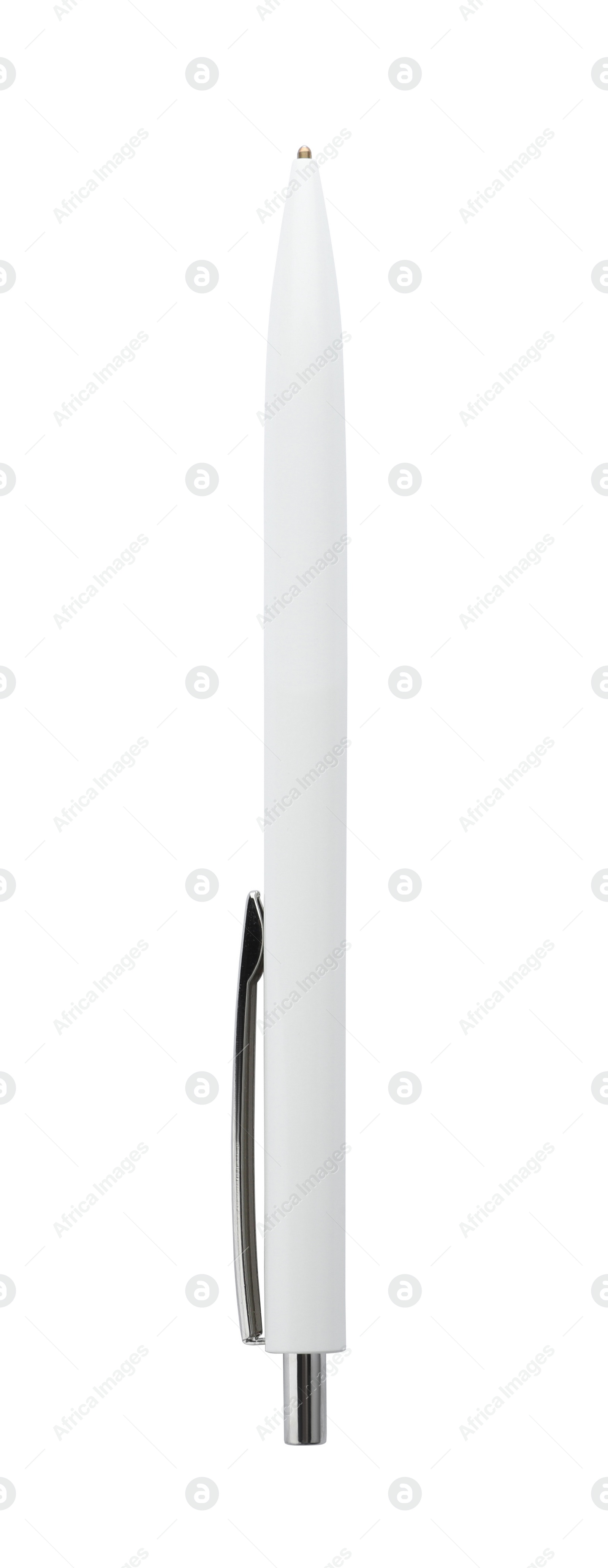 Photo of New retractable pen isolated on white. School stationery