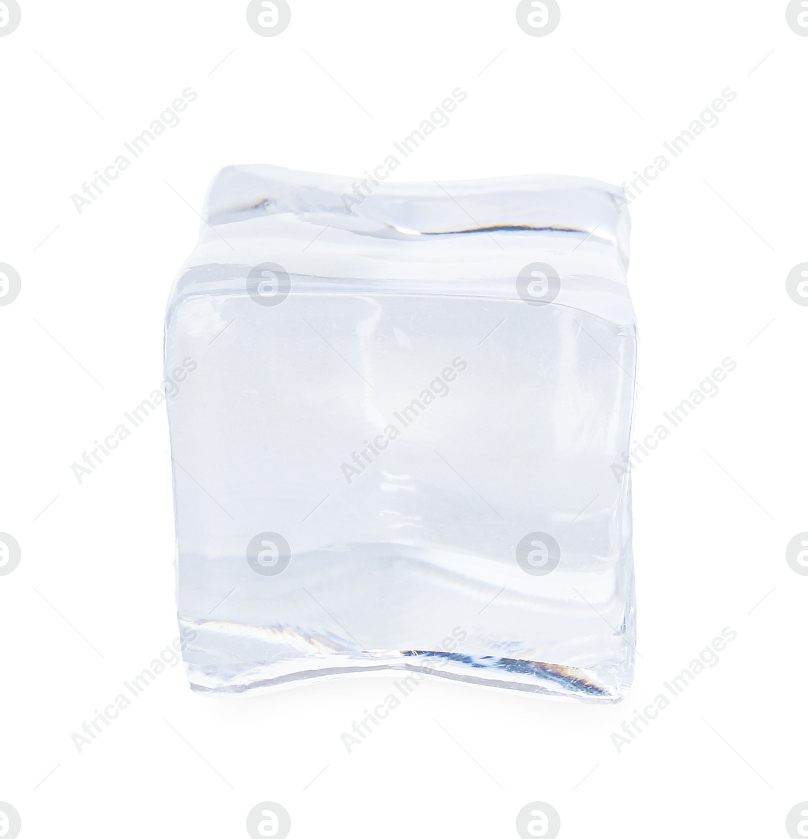 Photo of One crystal clear ice cube isolated on white